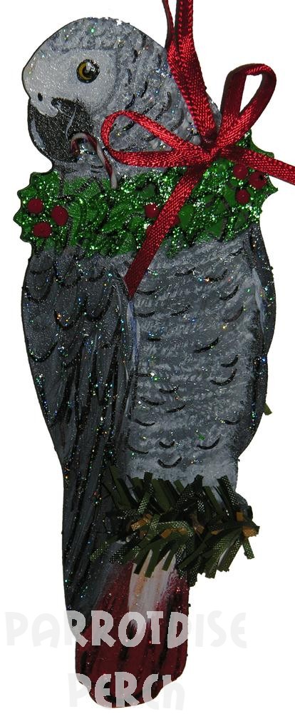Hand Painted African Grey Ornament