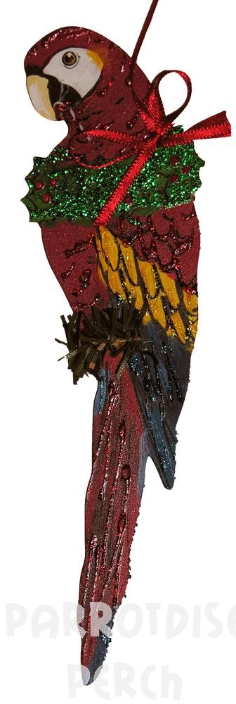 Hand Painted Scarlet Macaw Ornament