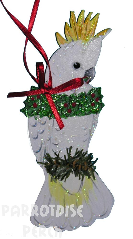 Hand Painted Sulfur-Crested Cockatoo Ornament