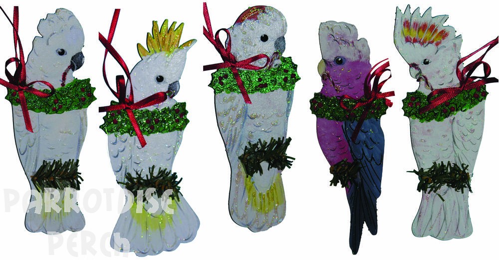 Hand Painted Umbrella Cockatoo Ornament