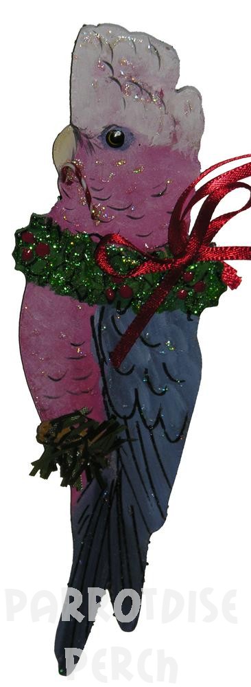 Hand Painted Rose Breasted Cockatoo Ornament