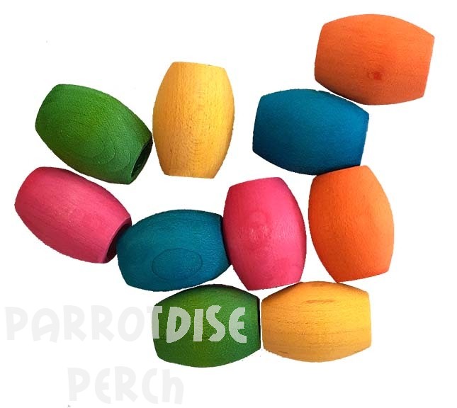 Barrel Beads Wood 25 mm (10) Coloured