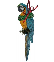 Hand Painted Blue & Gold Macaw Ornament