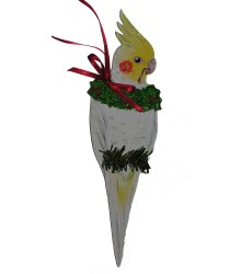 Hand Painted Cockatiel (Lutino) Ornament