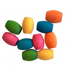 Barrel Beads Wood 25 mm (10) Coloured