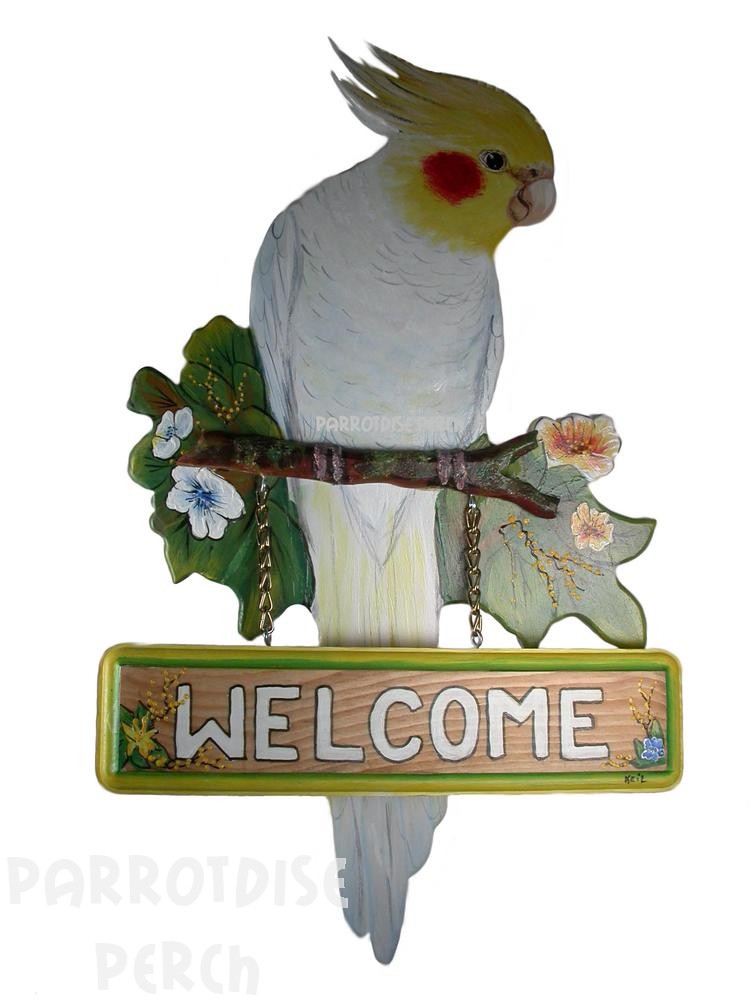 Hand Painted Cockatiel (Lutino) Wall Plaque