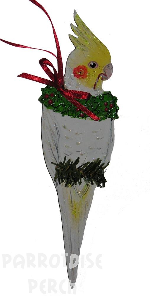 Hand Painted Cockatiel (Lutino) Ornament