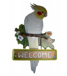 Hand Painted Cockatiel (Lutino) Wall Plaque