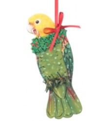 Hand Painted Double Yellow Head Amazon Ornament