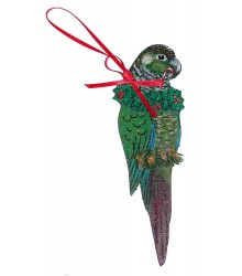 Hand Painted Green Cheek Conure Ornament