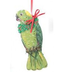 Hand Painted Yellow Nape Amazon Ornament