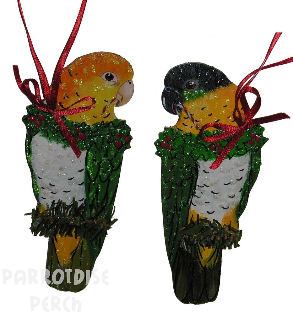 Hand Painted White Belly Caique Ornament