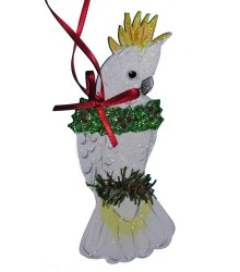 Hand Painted Sulfur-Crested Cockatoo Ornament